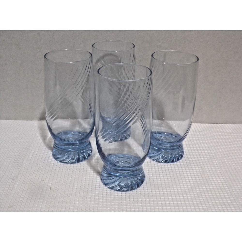 Libbey Blue Swirl Drinking Glasses 8oz Set of 4